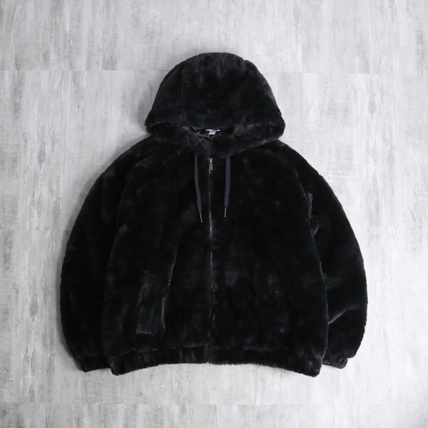 faux fur zip-up hoodie