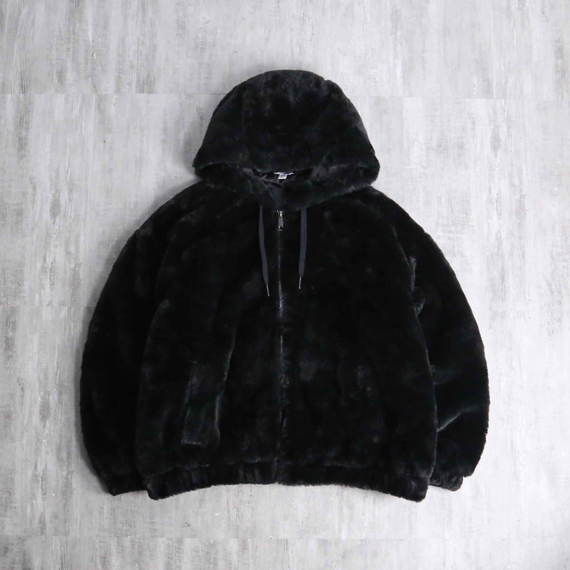 faux fur zip-up hoodie