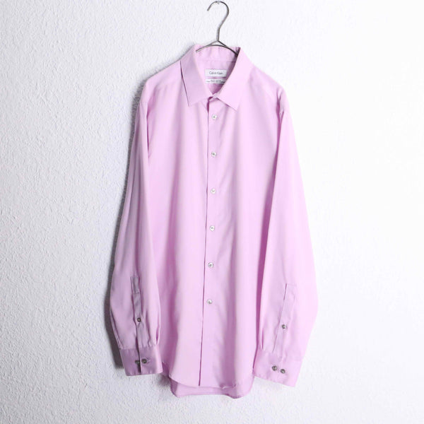 "Calvin Klein" pink cotton regular collar L/S shirt