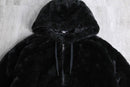 faux fur zip-up hoodie