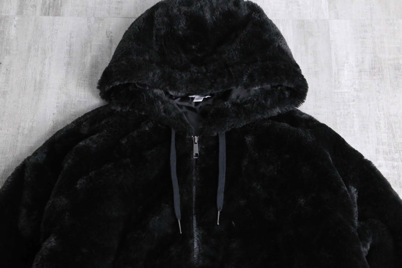 faux fur zip-up hoodie
