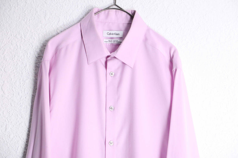 "Calvin Klein" pink cotton regular collar L/S shirt