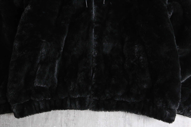 faux fur zip-up hoodie