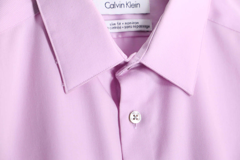 "Calvin Klein" pink cotton regular collar L/S shirt