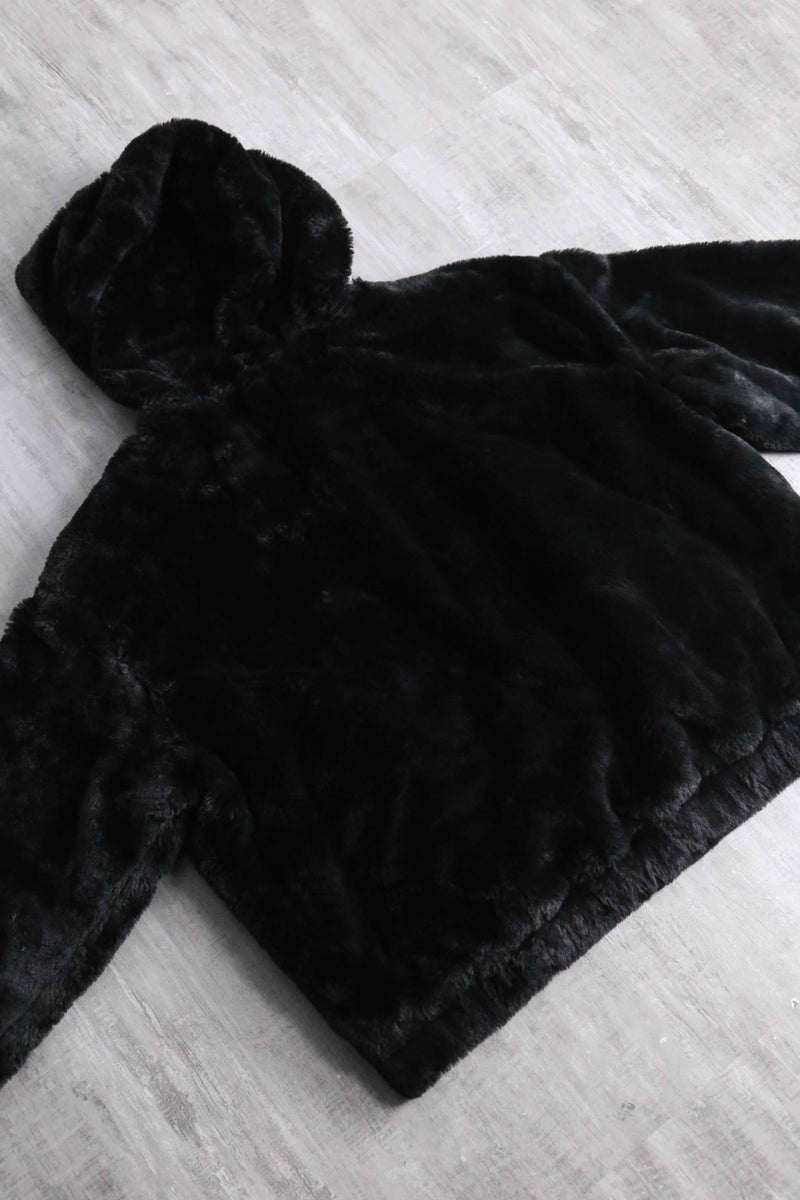 faux fur zip-up hoodie