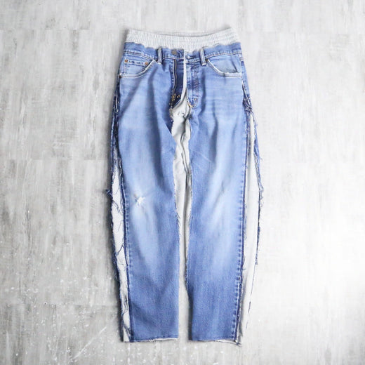 "Re:make" sweat docking wide denim