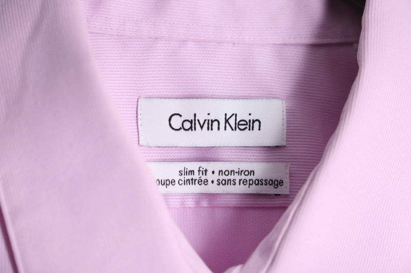 "Calvin Klein" pink cotton regular collar L/S shirt