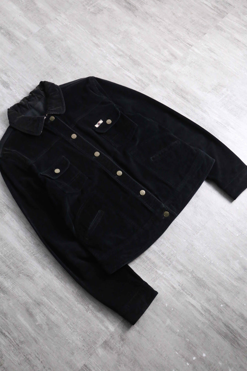 “Burberry” black corduroy tracker jacket