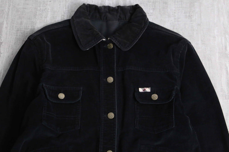 “Burberry” black corduroy tracker jacket