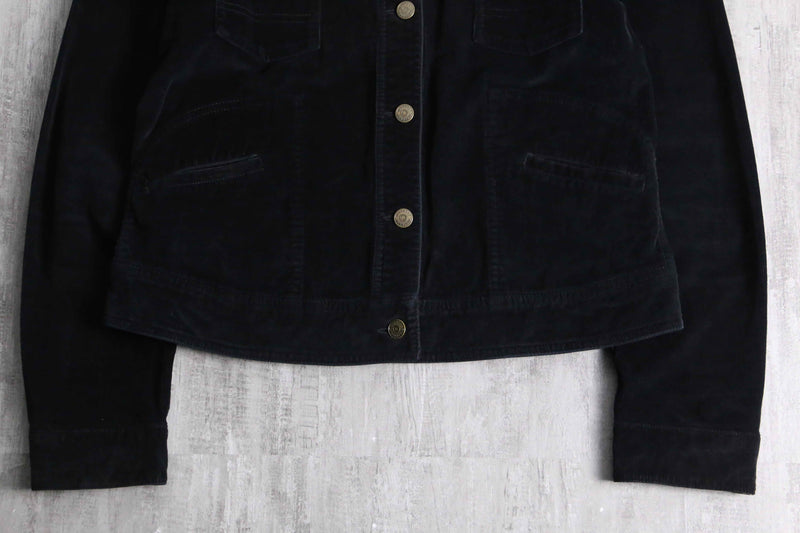 “Burberry” black corduroy tracker jacket
