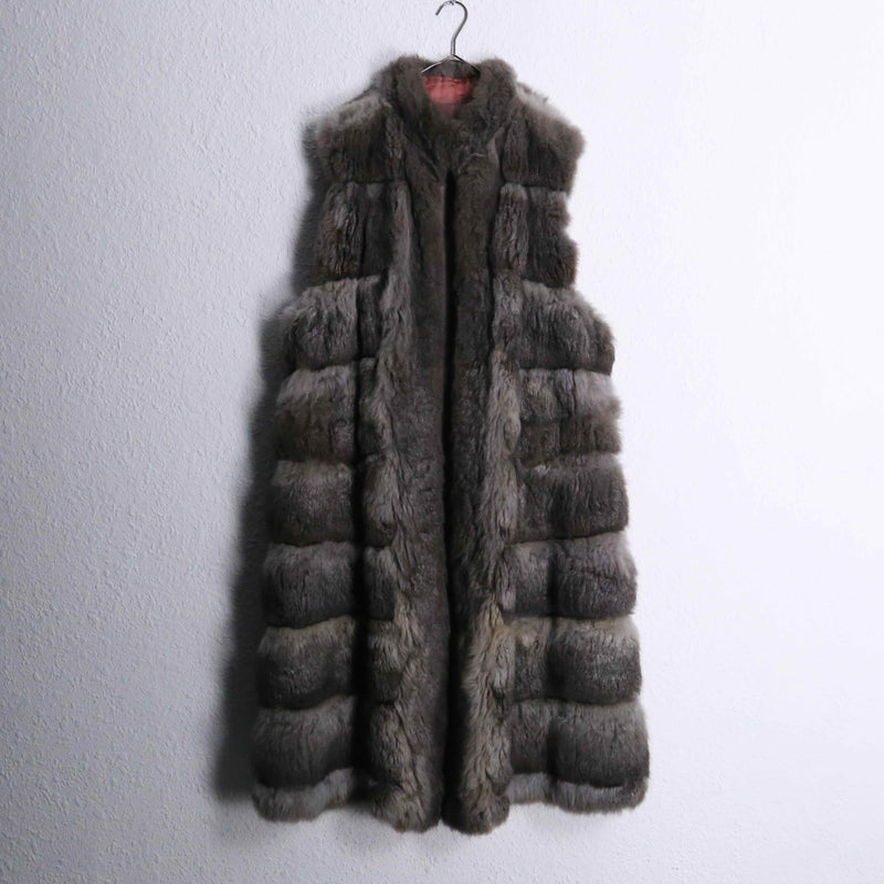 1970-80 real fur long vest coat