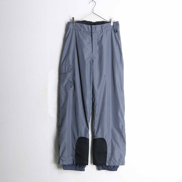 90's "Columbia" metallic gray buggy silhouette technical pants