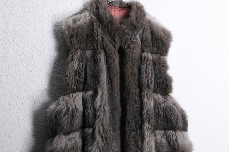 1970-80 real fur long vest coat