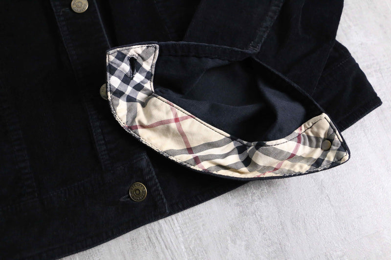“Burberry” black corduroy tracker jacket