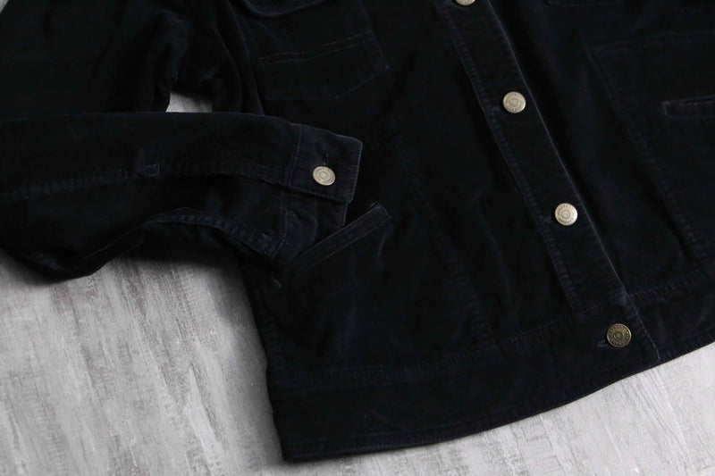 “Burberry” black corduroy tracker jacket