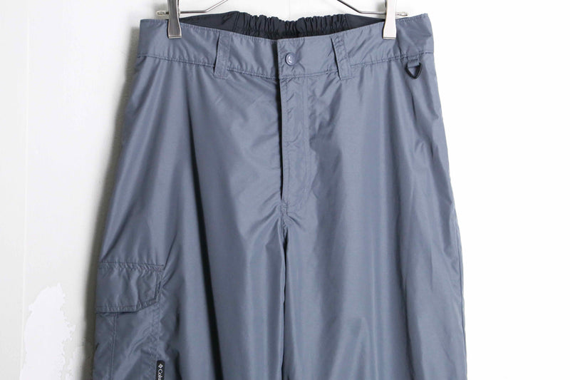 90's "Columbia" metallic gray buggy silhouette technical pants