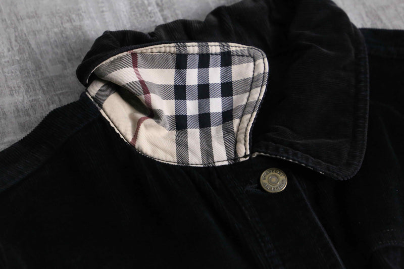 “Burberry” black corduroy tracker jacket
