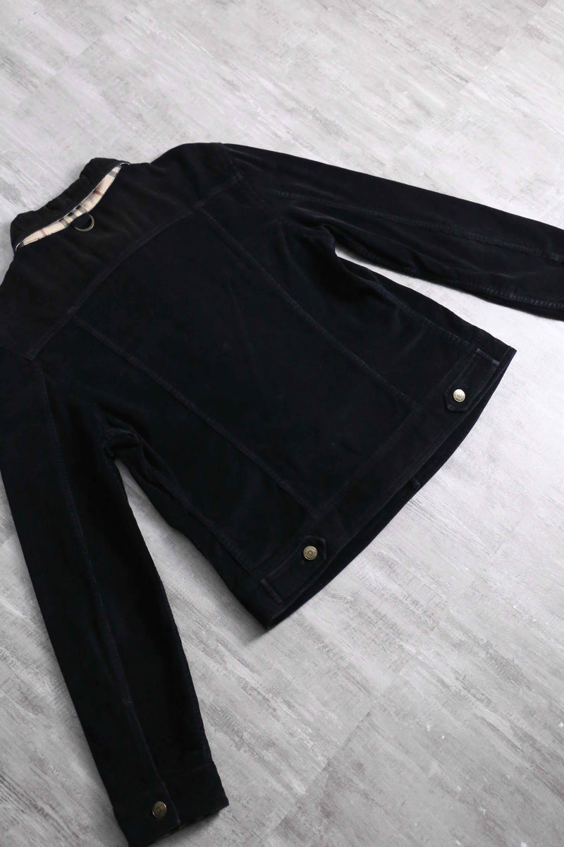 “Burberry” black corduroy tracker jacket