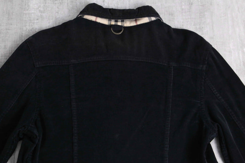 “Burberry” black corduroy tracker jacket