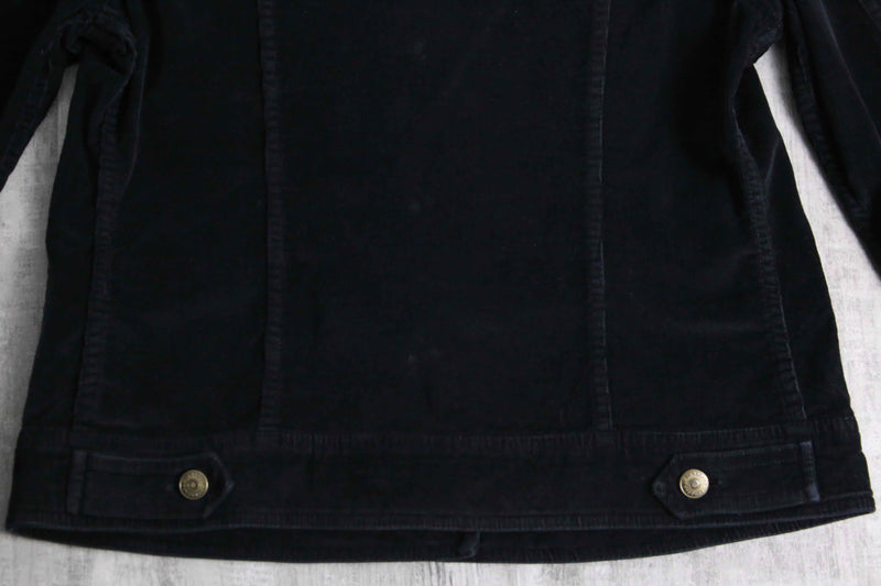 “Burberry” black corduroy tracker jacket
