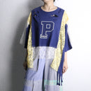 "Re:make" lace&ribbon patchwork damage Tee