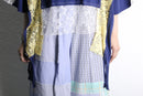 "Re:make" lace&ribbon patchwork damage Tee