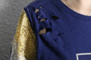 "Re:make" lace&ribbon patchwork damage Tee
