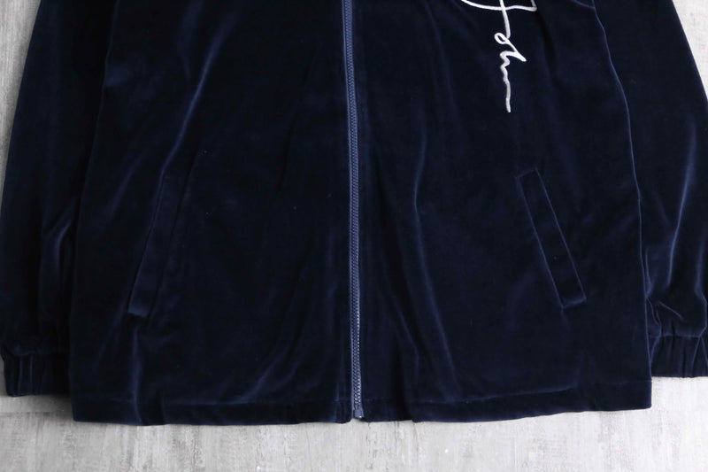 ”Sean John” navy color logo emb velours track jacket