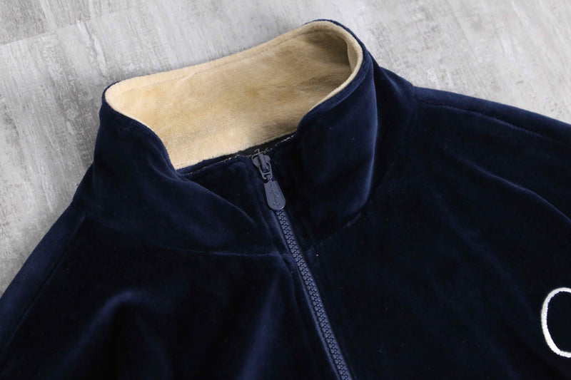 ”Sean John” navy color logo emb velours track jacket