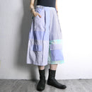 "Re:make" stripe shirt patchwork shorts