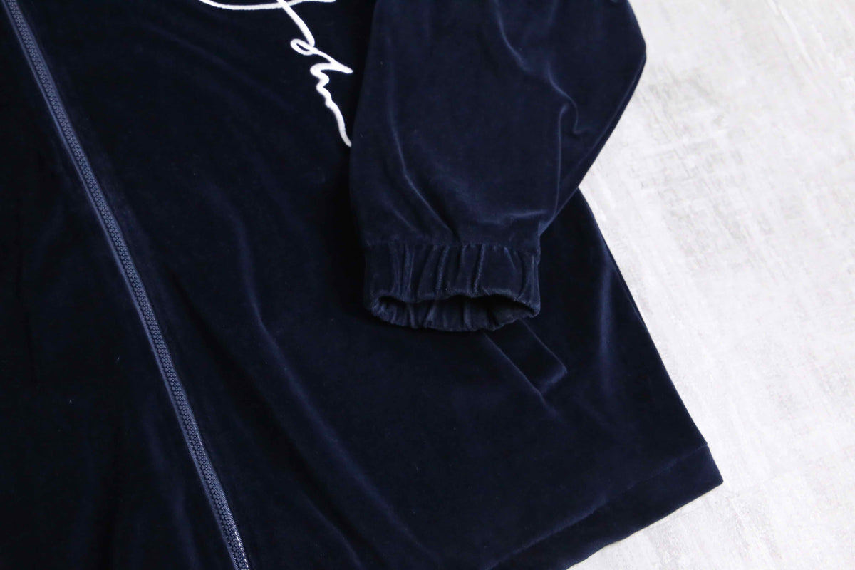 Sean John” navy color logo emb velours track jacket