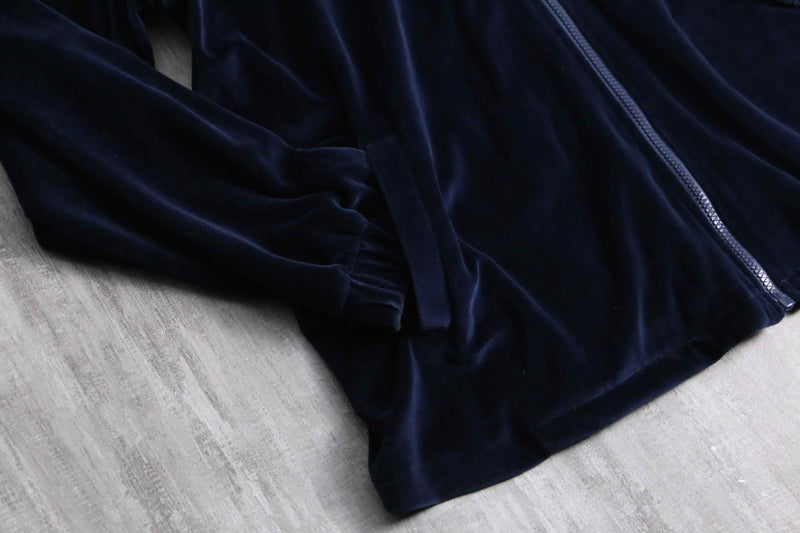 ”Sean John” navy color logo emb velours track jacket