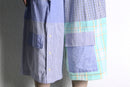 "Re:make" stripe shirt patchwork shorts