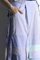 "Re:make" stripe shirt patchwork shorts
