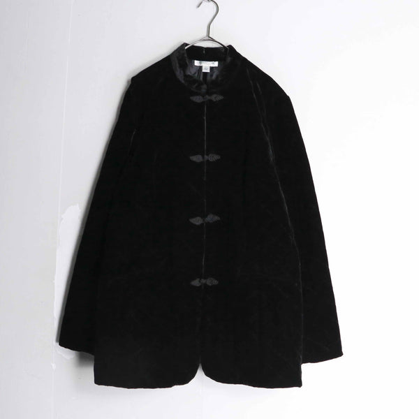 black velours quilting china shirt jacket