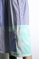 "Re:make" stripe shirt patchwork shorts