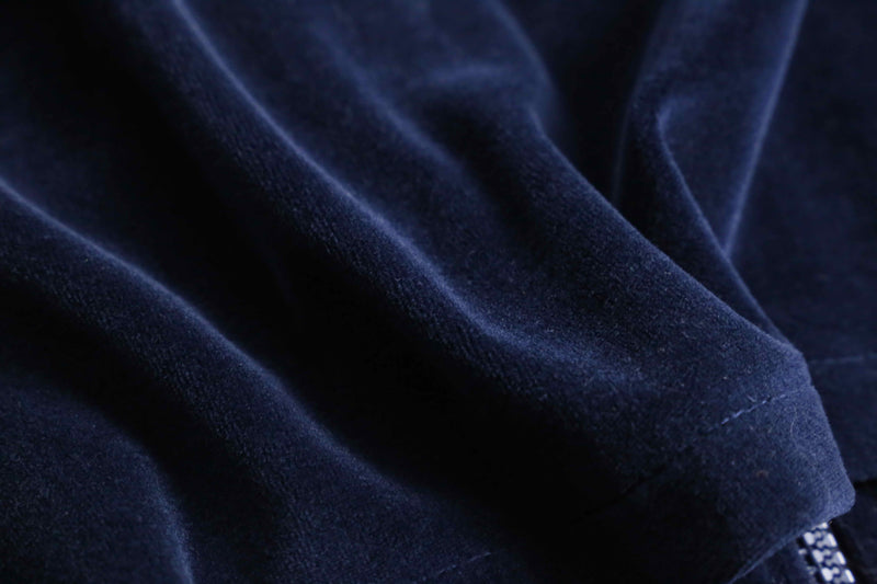 ”Sean John” navy color logo emb velours track jacket