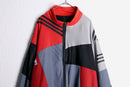 "Re:make" accent red random patchwork track jacket