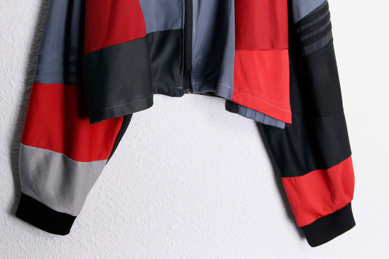 "Re:make" accent red random patchwork track jacket