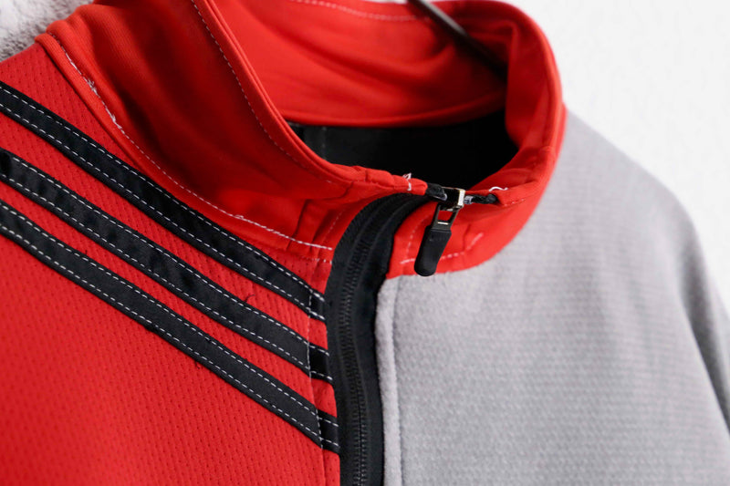 "Re:make" accent red random patchwork track jacket