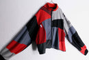"Re:make" accent red random patchwork track jacket