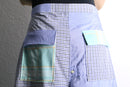 "Re:make" stripe shirt patchwork shorts