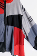 "Re:make" accent red random patchwork track jacket