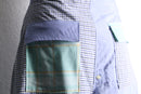 "Re:make" stripe shirt patchwork shorts