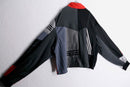 "Re:make" accent red random patchwork track jacket