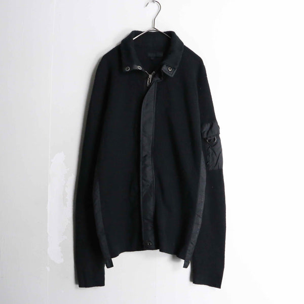 material switch high neck zip knit jacket