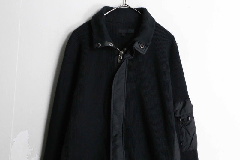 material switch high neck zip knit jacket