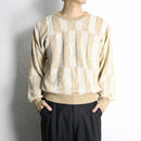 beige block pattern design knit