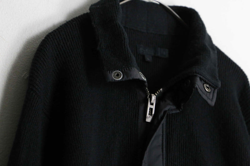 material switch high neck zip knit jacket