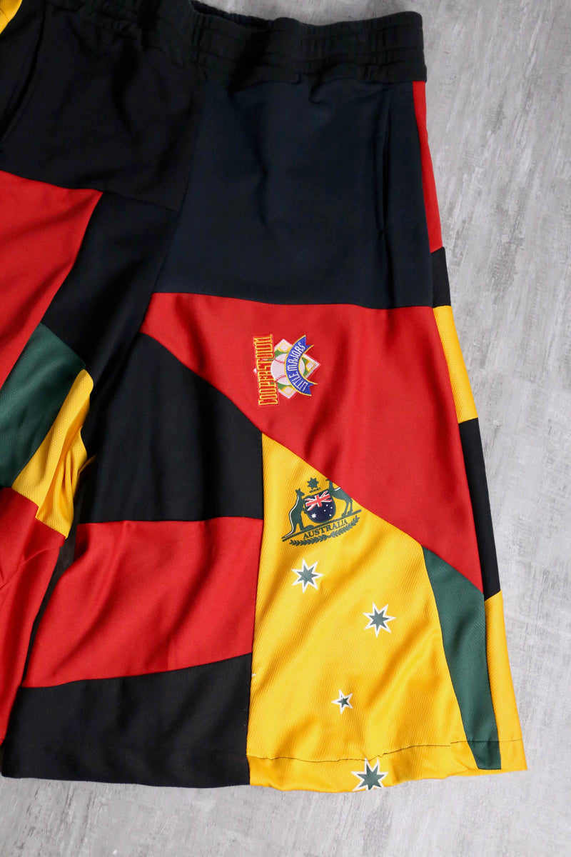 "Re:make" sweat×track three-quarter 袴 shorts